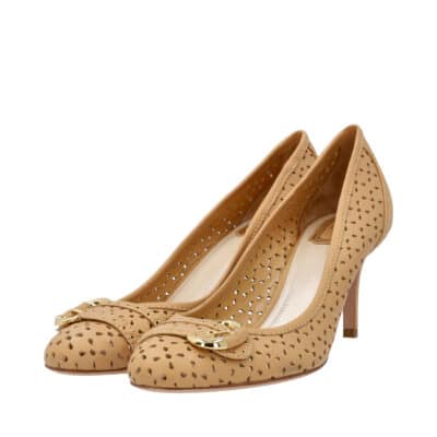 Product CHRISTIAN DIOR Perforated Leather Buckle Pumps Tan