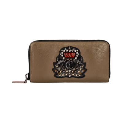 Product CHRISTIAN LOUBOUTIN Leather Embellished Zippy Wallet Olive Green