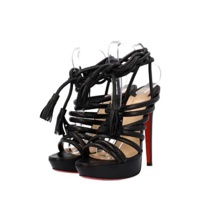 Product CHRISTIAN LOUBOUTIN Leather Tina Ankle Tie Sandals Black
