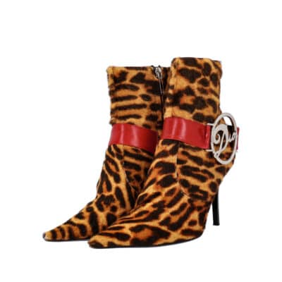 Product DIOR Vintage Pony Hair Leopard Print Ankle Boots