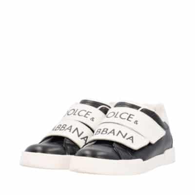 Product DOLCE & GABBANA Leather Kids Portofino Slip-On Sneakers Black/White