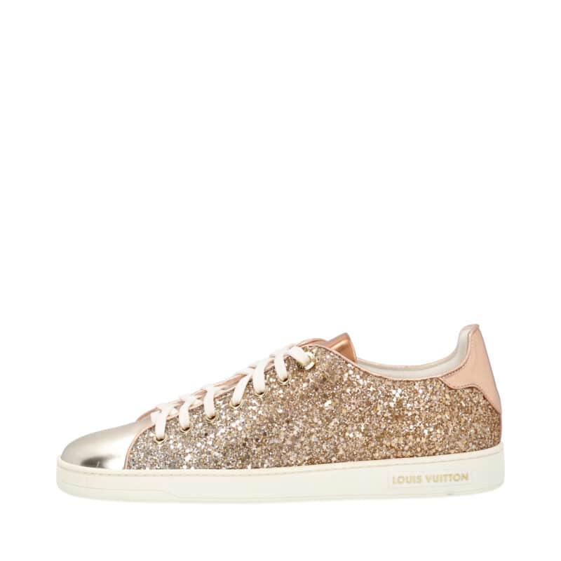 LOUIS VUITTON Metallic/Glitter Frontrow Sneakers Rose Gold | Luxity
