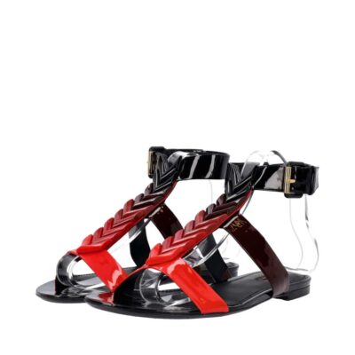 Louis Vuitton Black/Red Patent Leather Bright Shades Sandals Size
