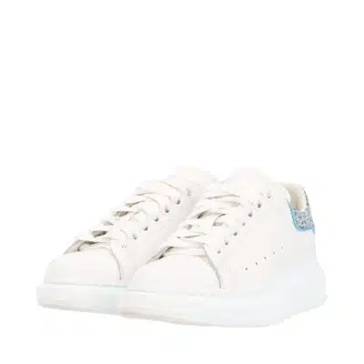 ALEXANDER MCQUEEN Leather Glitter Oversized Sneakers White 3