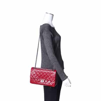 Product CHANEL Quilted Glazed Caviar Reissue 2.55 Double Flap Bag Burgundy