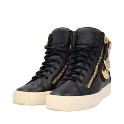 Product GIUSEPPE ZANOTTI Leather High Top Sneakers Black/Gold