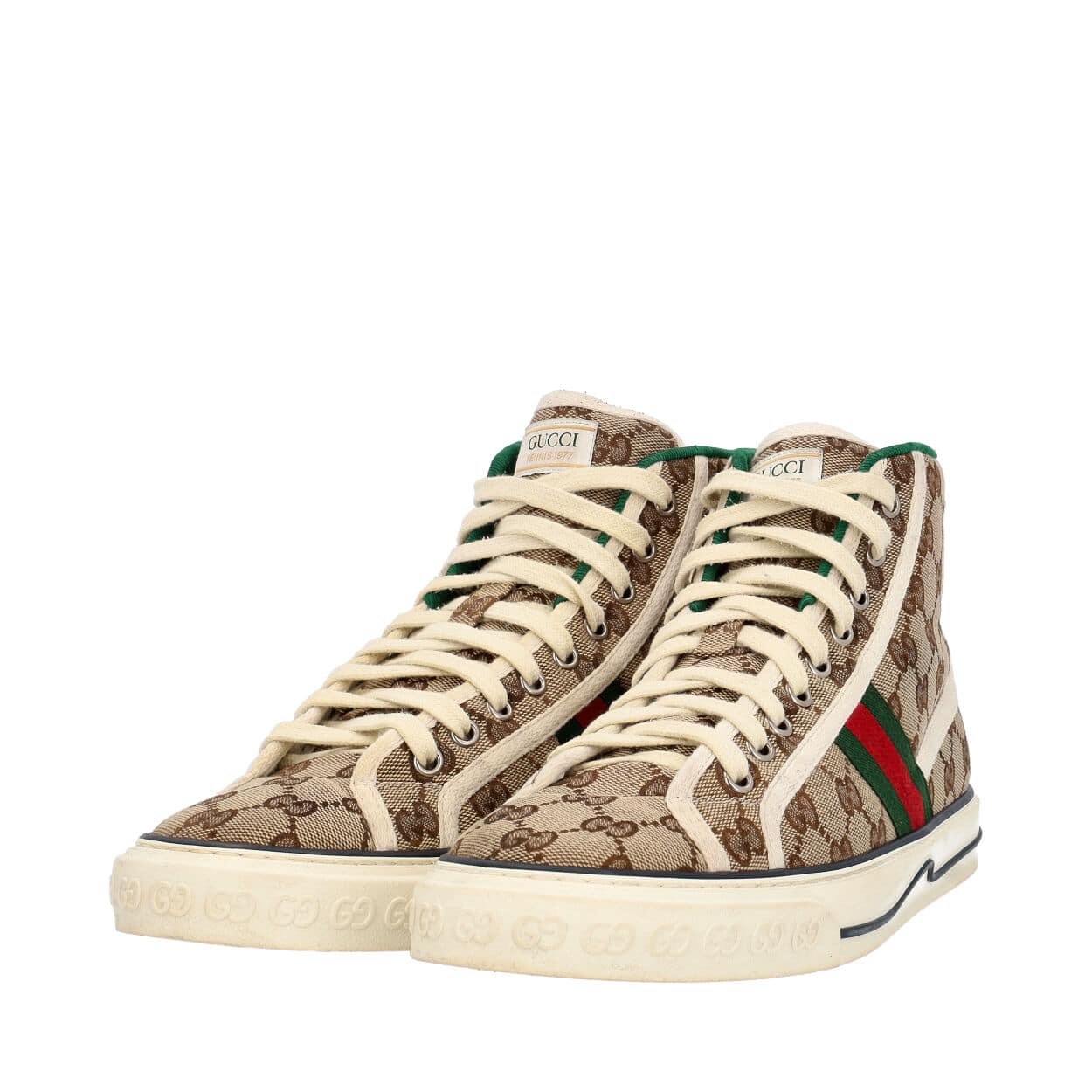 GUCCI GG Tennis 1977 High Top Tennis Sneakers Beige | Luxity