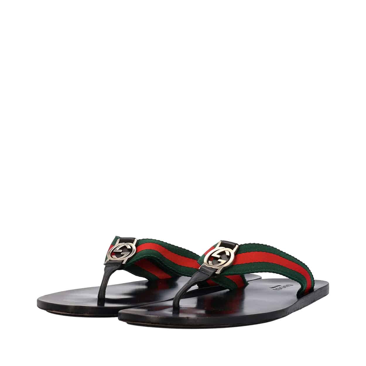 GG Web leather thong sandals in multicoloured - Gucci | Mytheresa