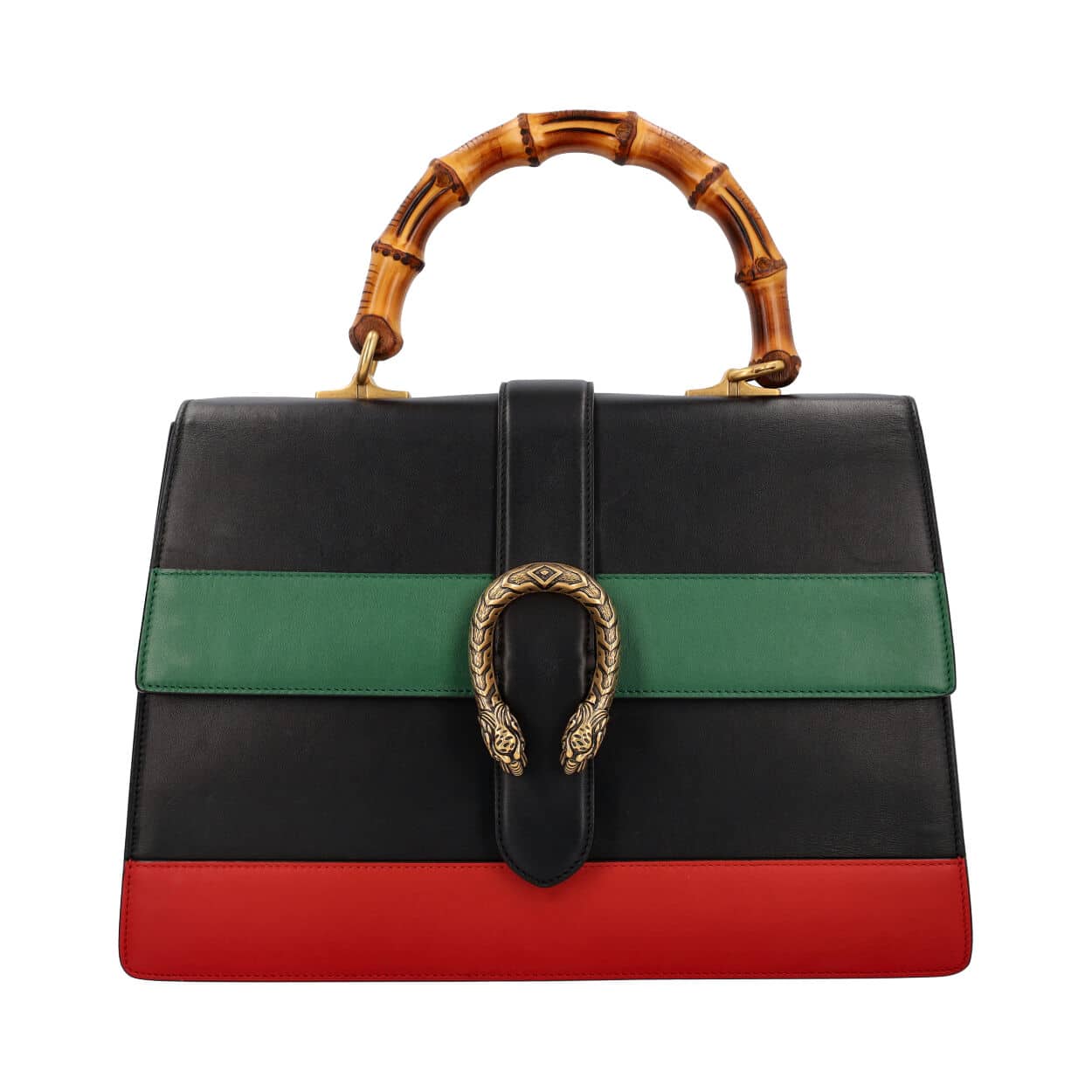 GUCCI Leather Bamboo Dionysus Stripe Large Bag Black | Luxity