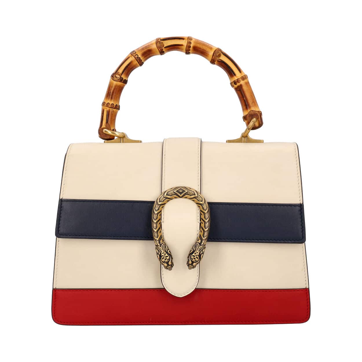 GUCCI Leather Bamboo Dionysus Stripe Medium Bag Off White | Luxity