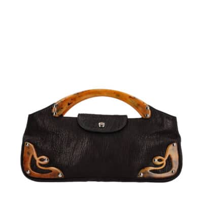 Product MIU MIU Leather Resin Embellished Clutch Black/Brown
