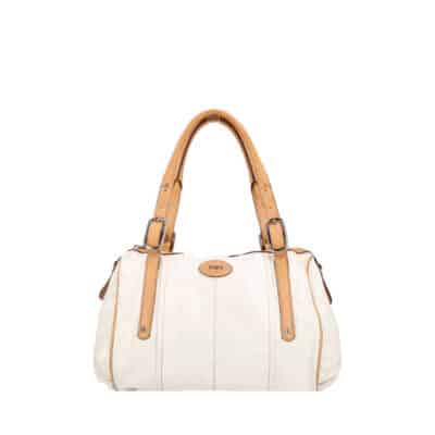 Product TOD'S Canvas/Leather Shoulder Bag Ivory