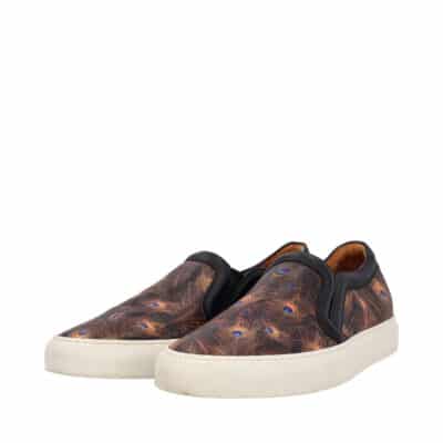 Product GIVENCHY Leather Peacock Printed Skate Shoes Orange/Black