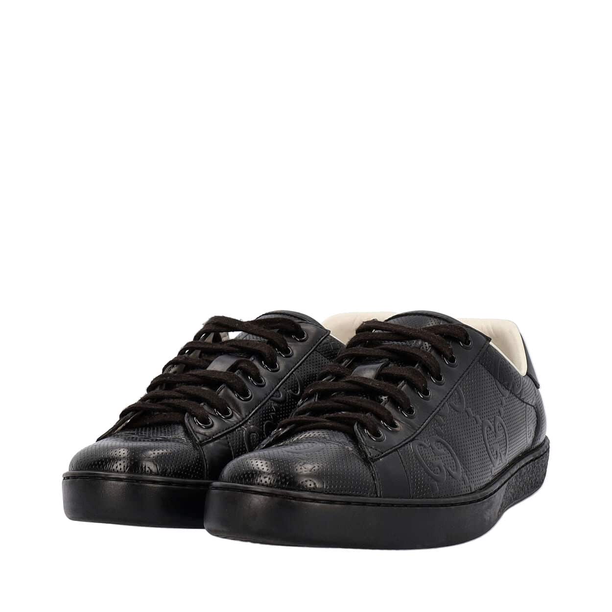 GUCCI Embossed Leather GG Ace Sneakers Black | Luxity