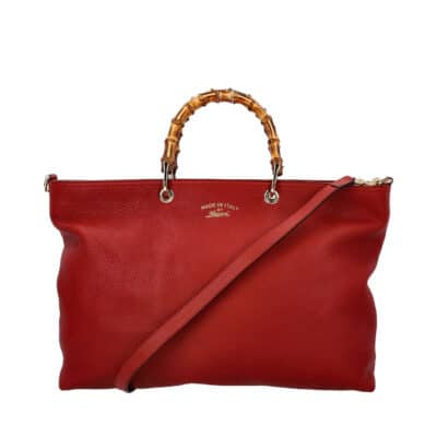 Product GUCCI Leather Bamboo Diana Tote Red