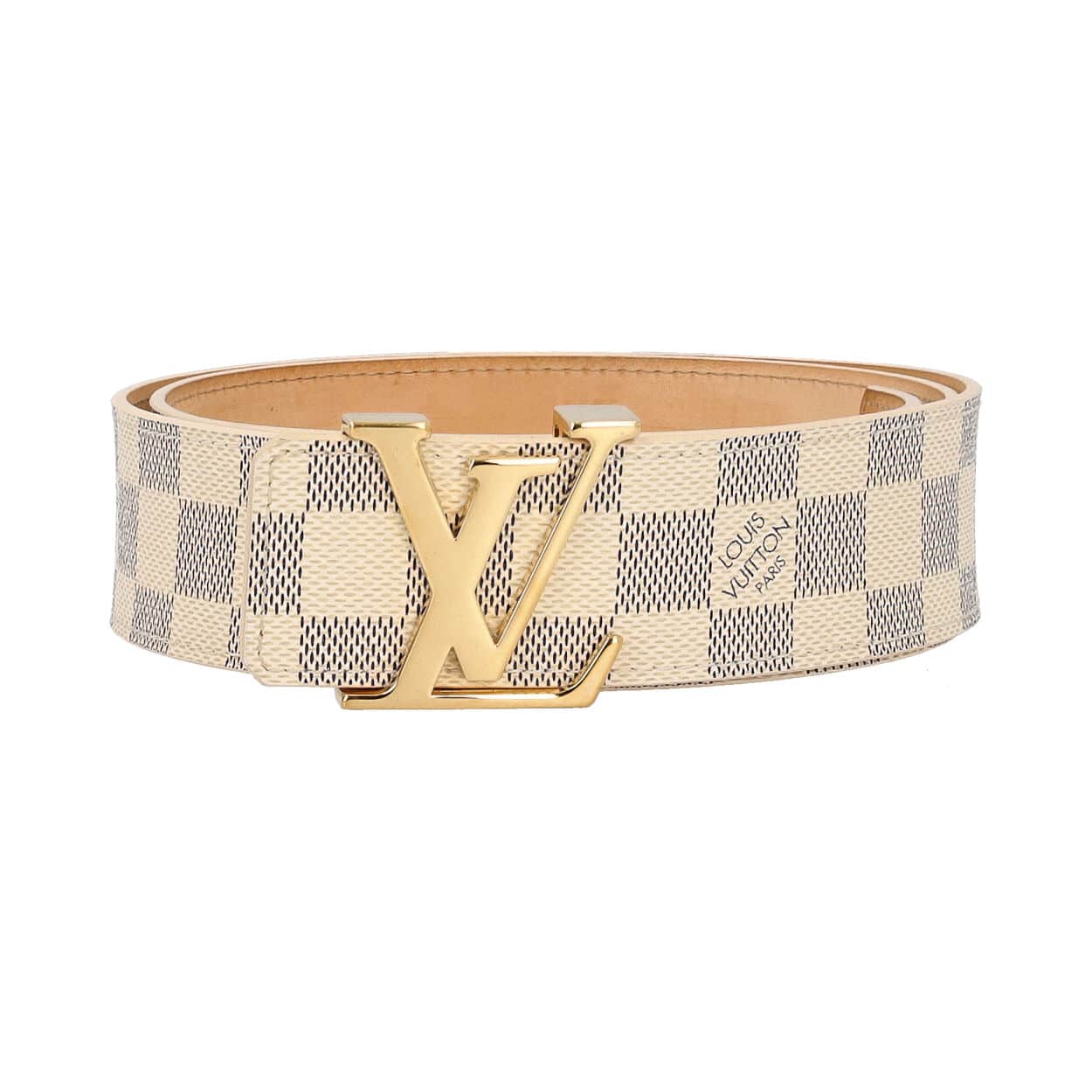 LOUIS VUITTON BLACK DAMIER EMBOSSED INVENTEUR LEATHER BELT