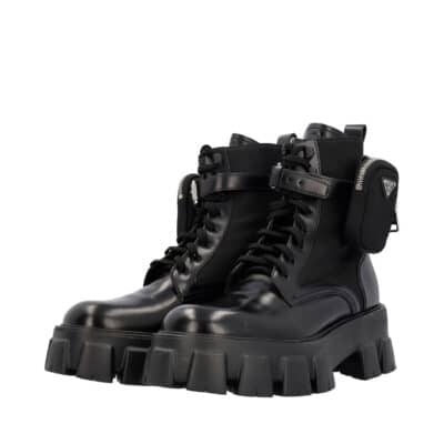 Product PRADA Leather/Re-Nylon Monolith Boots Black