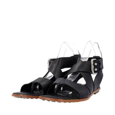 Product TOD'S Leather Flat Thong Sandals Black