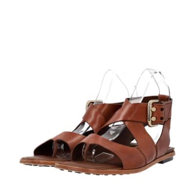 Product TOD'S Leather Flat Thong Sandals Brown