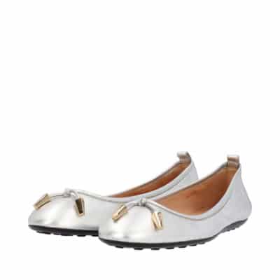 Product TOD'S Leather Studded Ballerina Flats Silver