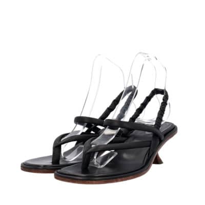 Product TOD'S Leather Thong Kitten Heel Sandals Black