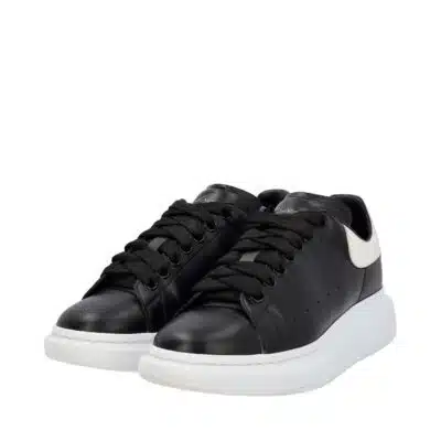 ALEXANDER MCQUEEN Leather Oversized Sneakers Black White 3