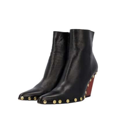 Product CELINE Leather Rodeo Studded Ankle Boots Black