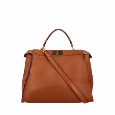 Product FENDI Leather Peekaboo Bag Brown