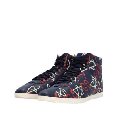 Product GUCCI Leather Ghost High Top Sneakers Blue/Red/White