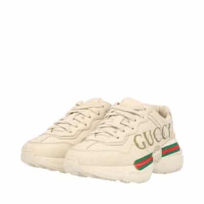 Product GUCCI Leather Rhyton Logo Sneakers Ivory