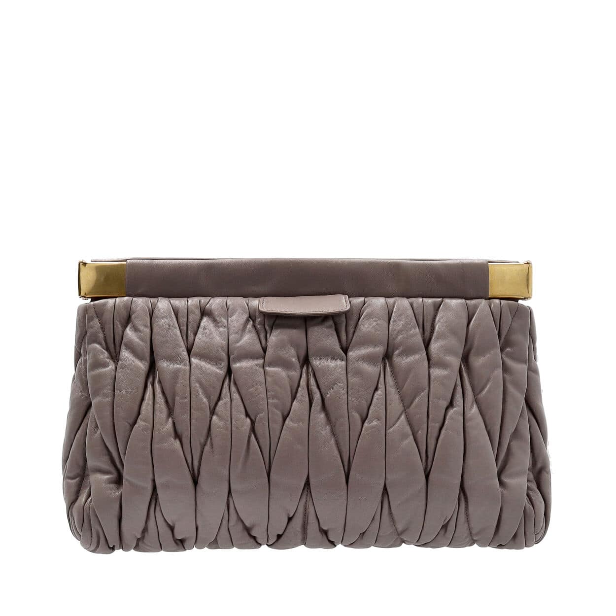 MIU MIU Leather Matelasse Clutch Grey | Luxity