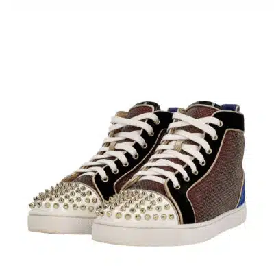 Christian Louboutin Burgundy Suede Louis Spikes High Top Sneakers
