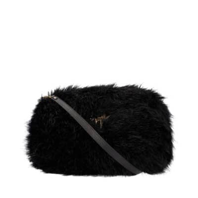 Product GIUSEPPE ZANOTTI Faux Fur Francine Clutch/Shoulder Bag Black