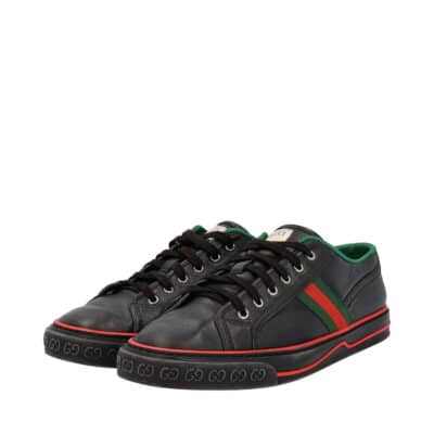 Product GUCCI Leather Web Tennis Sneakers Black