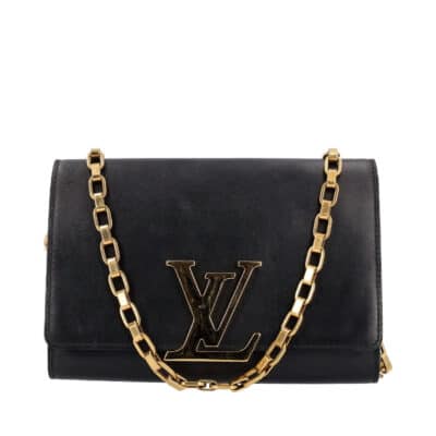 Pre-owned Louis Vuitton Beige/gold Python Louise Pm Chain Clutch