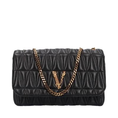 Product VERSACE Leather Virtus Shoulder Bag Black
