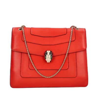 Product BVLGARI Leather Serpenti Forever Large Shoulder Bag Coral