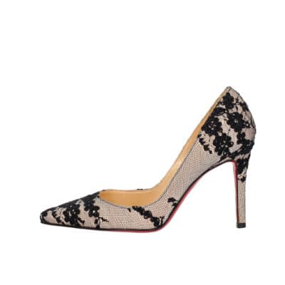 Product CHRISTIAN LOUBOUTIN Lace/Satin Pigalle Pumps Ivory/Black