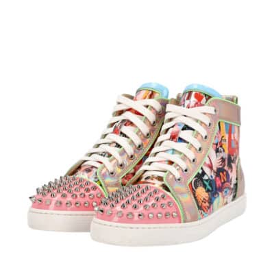 Product CHRISTIAN LOUBOUTIN Patent Lou Spikes High Top Sneakers Multicolor