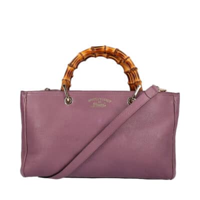 Product GUCCI Leather Bamboo Diana Tote Bag Purple