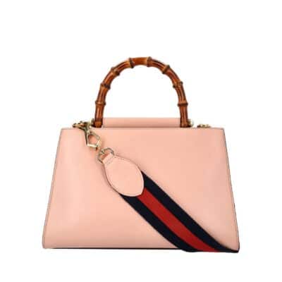 Product GUCCI Leather Bamboo Handle Nymphaea Small Tote Pink
