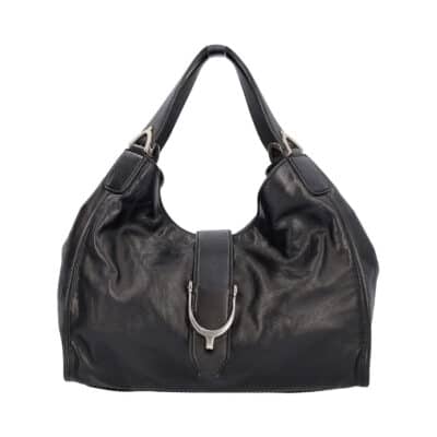 Product GUCCI Leather Medium Stirrup Shoulder Bag Black