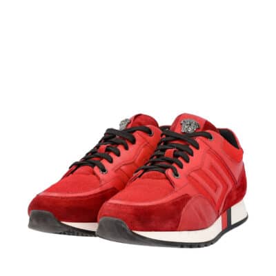 Product VERSACE Mixed Material Greek Key Running Shoes Red