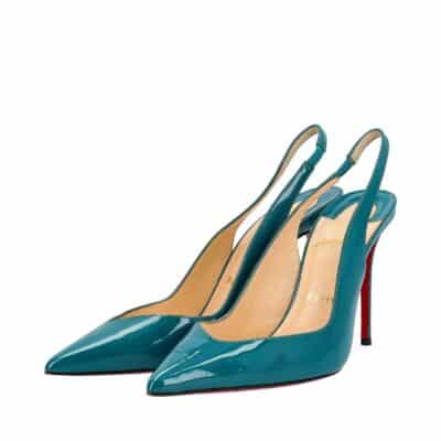 Product CHRISTIAN LOUBOUTIN Patent Slingback Pumps Turquoise Green