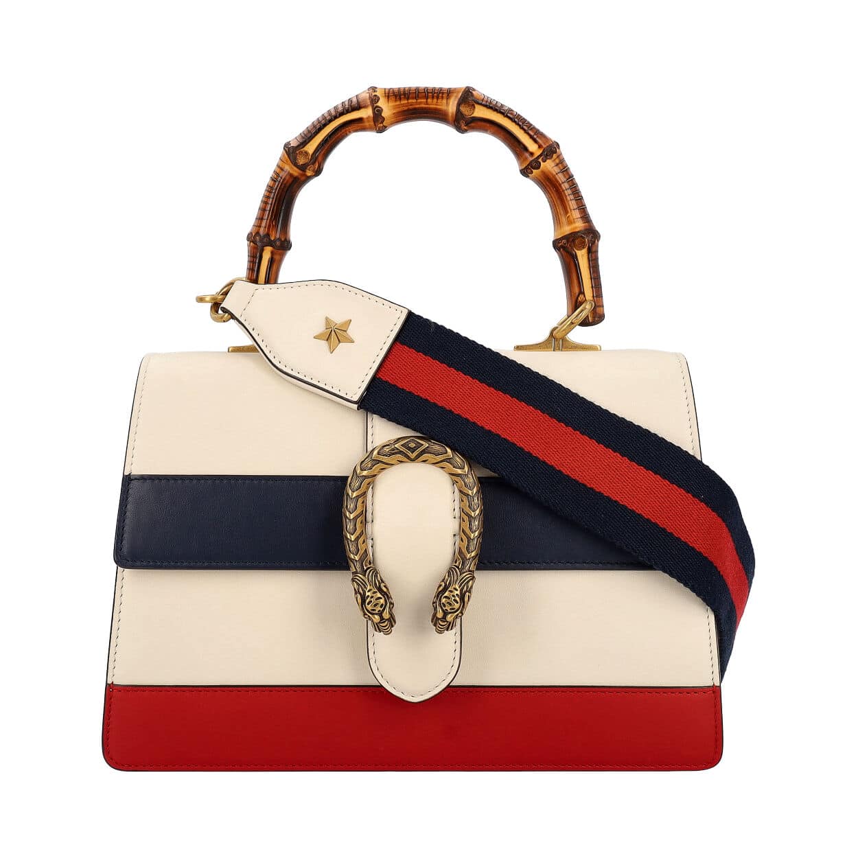 GUCCI Leather Dionysus Medium Bamboo Top Handle Bag Tricolour | Luxity