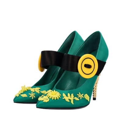 Product PRADA Satin Beads/Button/Crystals Embellished Pumps Green