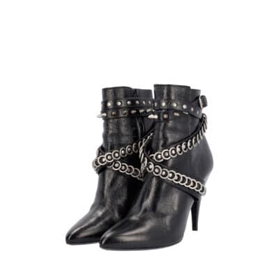 Product SAINT LAURENT Leather Multi Studded Ankle Boots Black
