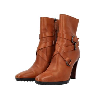 Product TOD'S Leather Buckle Ankle Boots Brown