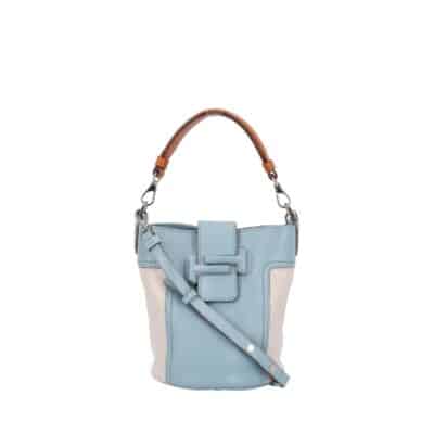 Product TOD'S Leather Double T Bucket Bag Blue/Grey