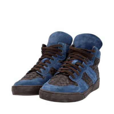 Product BOTTEGA VENETA Suede/Intrecciato Speedster Sneakers Blue/Brown